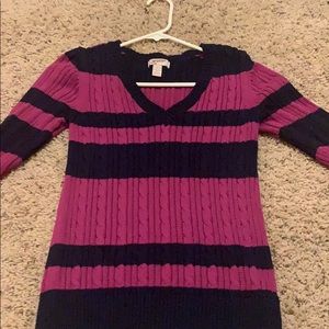purple and navy blue sweater